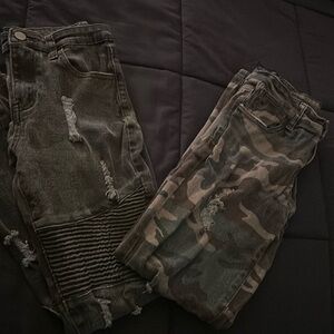 Boys jeans, camouflage green tan